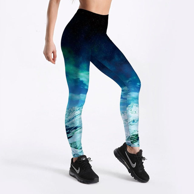 Digital Print Ice and Snow Fitness Leggings