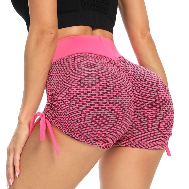 Hight waist, Booty Scrunch Bum, Athletic Cycling Drawstring Butt Lift Honeycomb Textured Shorts.