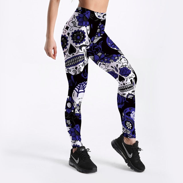 Cartoon Ice Cream/ God / Horse Skull Digital Printed Leggings