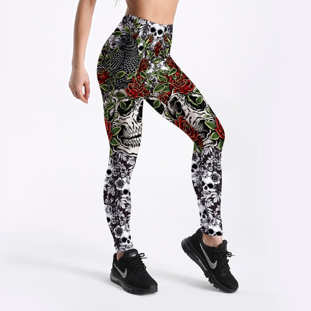 Cartoon Ice Cream/ God / Horse Skull Digital Printed Leggings